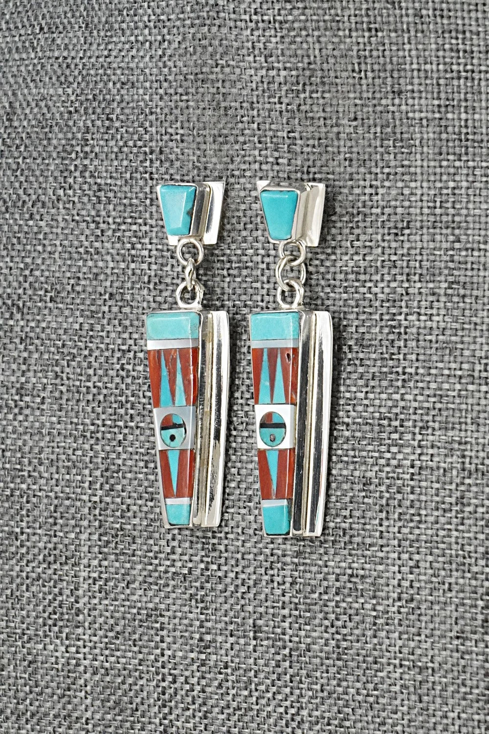 Multi-Stone & Sterling Silver Inlay Earrings - Rayland Edaakie
