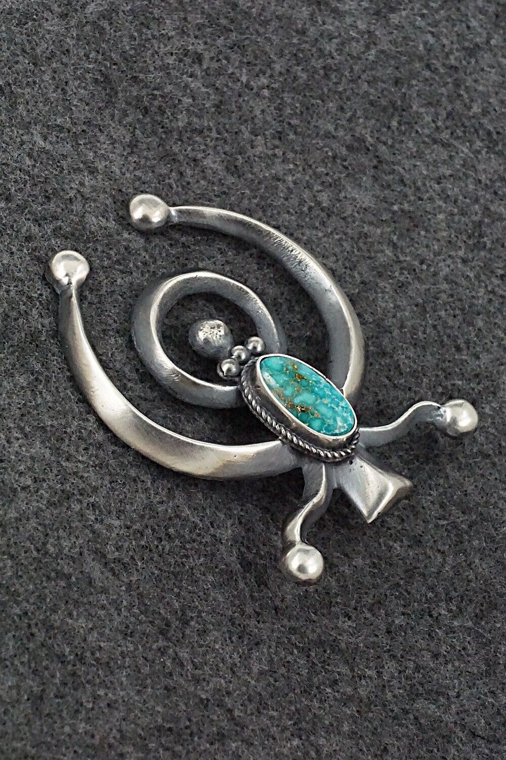 Turquoise & Sterling Silver Naja Pendant - Harrison Bitsue