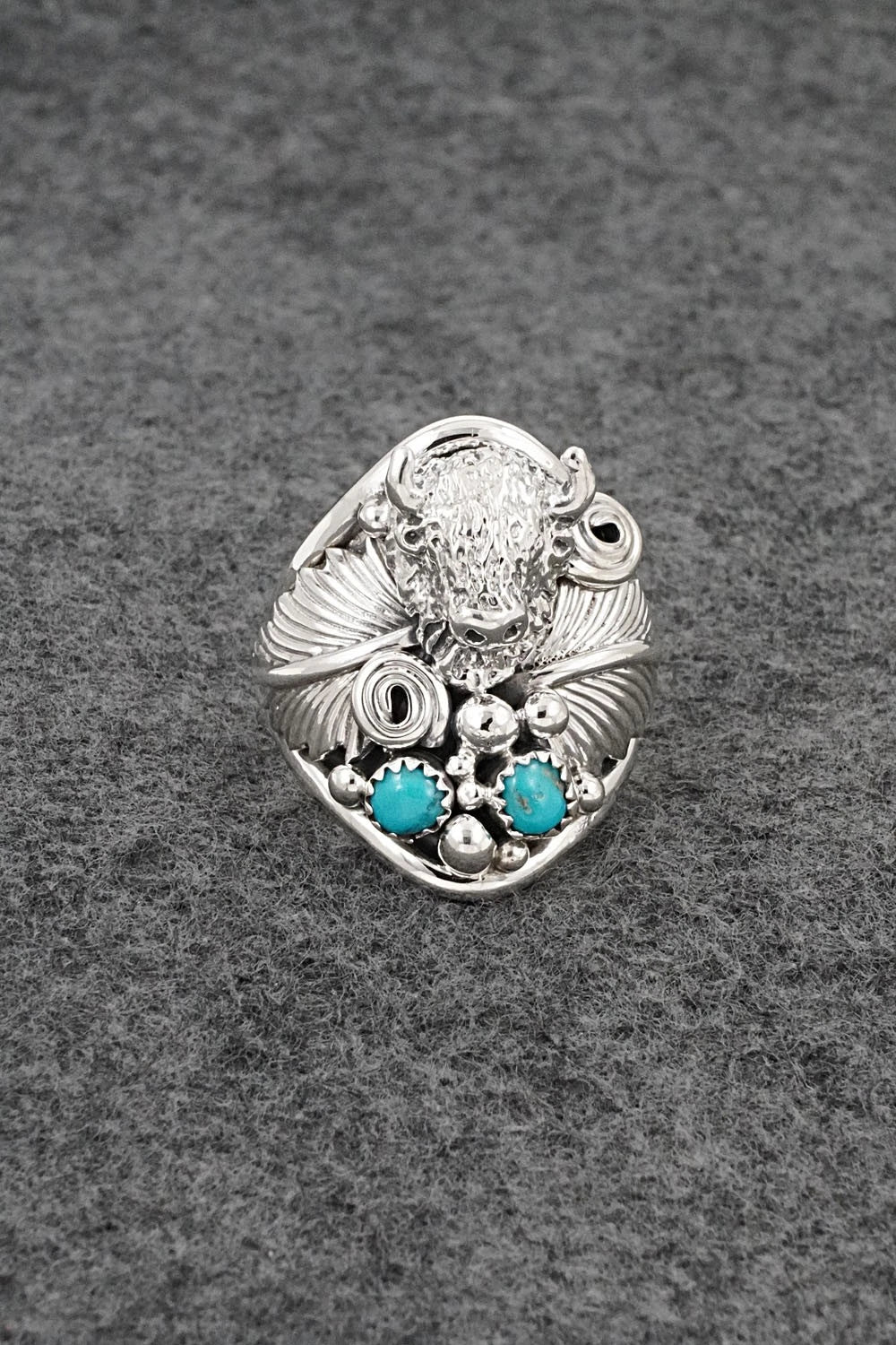 Turquoise & Sterling Silver Ring - Darrell Morgan - Size 11