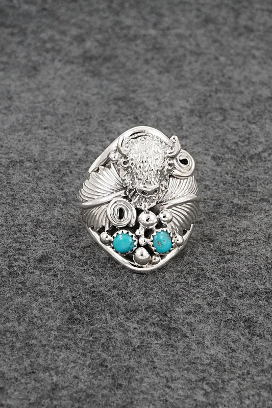 Turquoise & Sterling Silver Ring - Darrell Morgan - Size 11