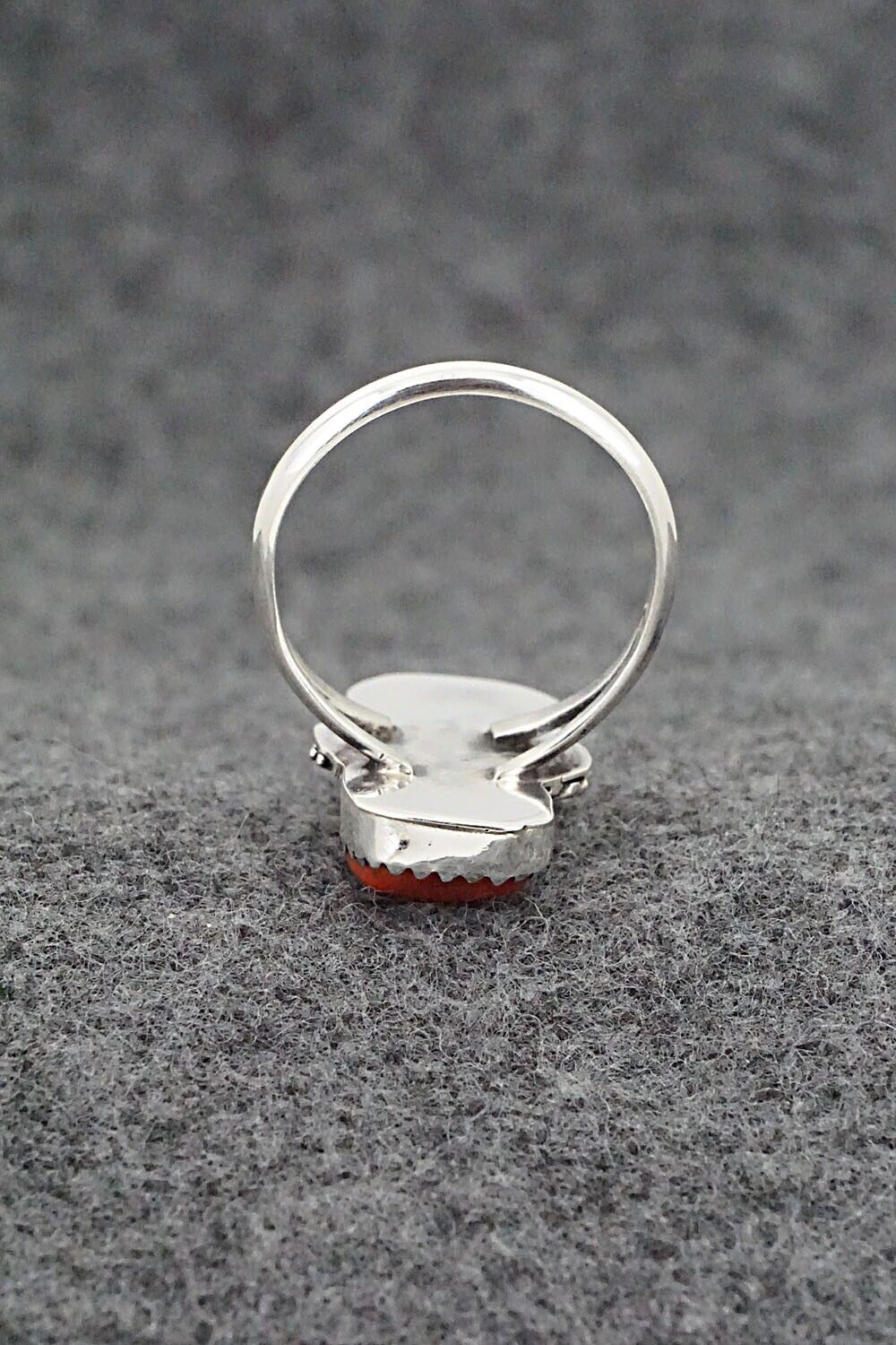Coral, Turquoise & Sterling Silver Ring - Alice Rose Saunders - Size 8.5