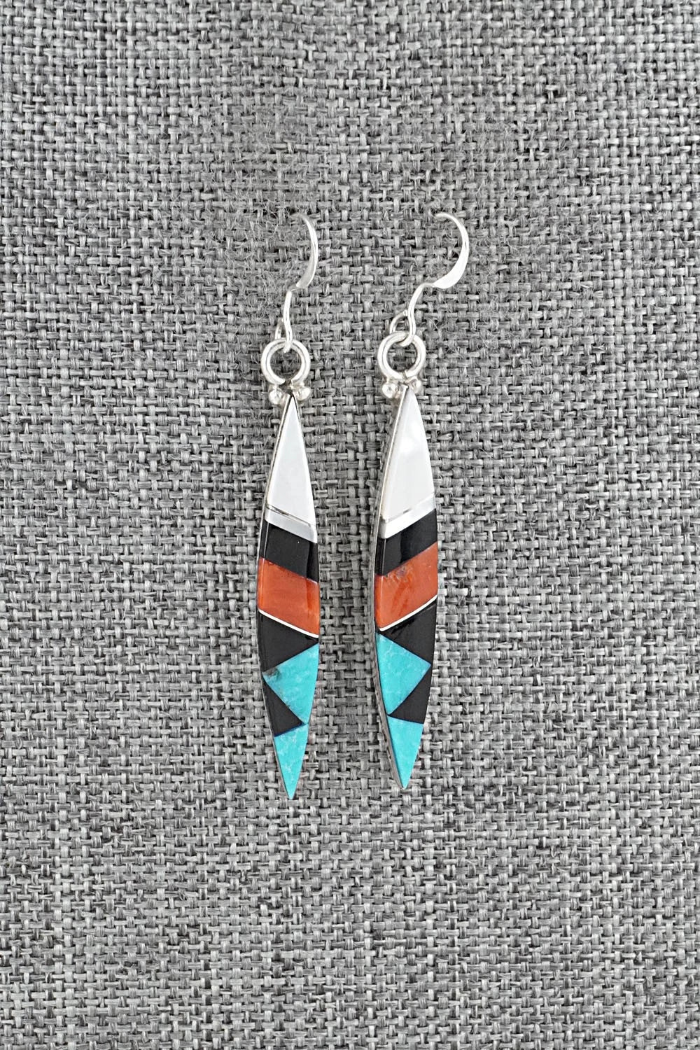 Multi-Stone Inlay & Sterling Silver Earrings - Cleo Kallestewa