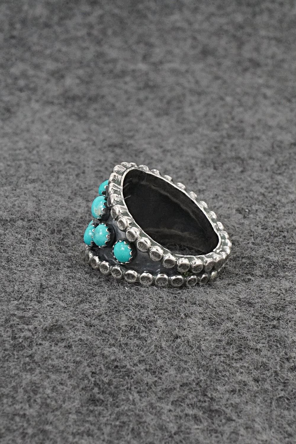 Turquoise & Sterling Silver Ring - Kenny Lonjose - Size 9.5