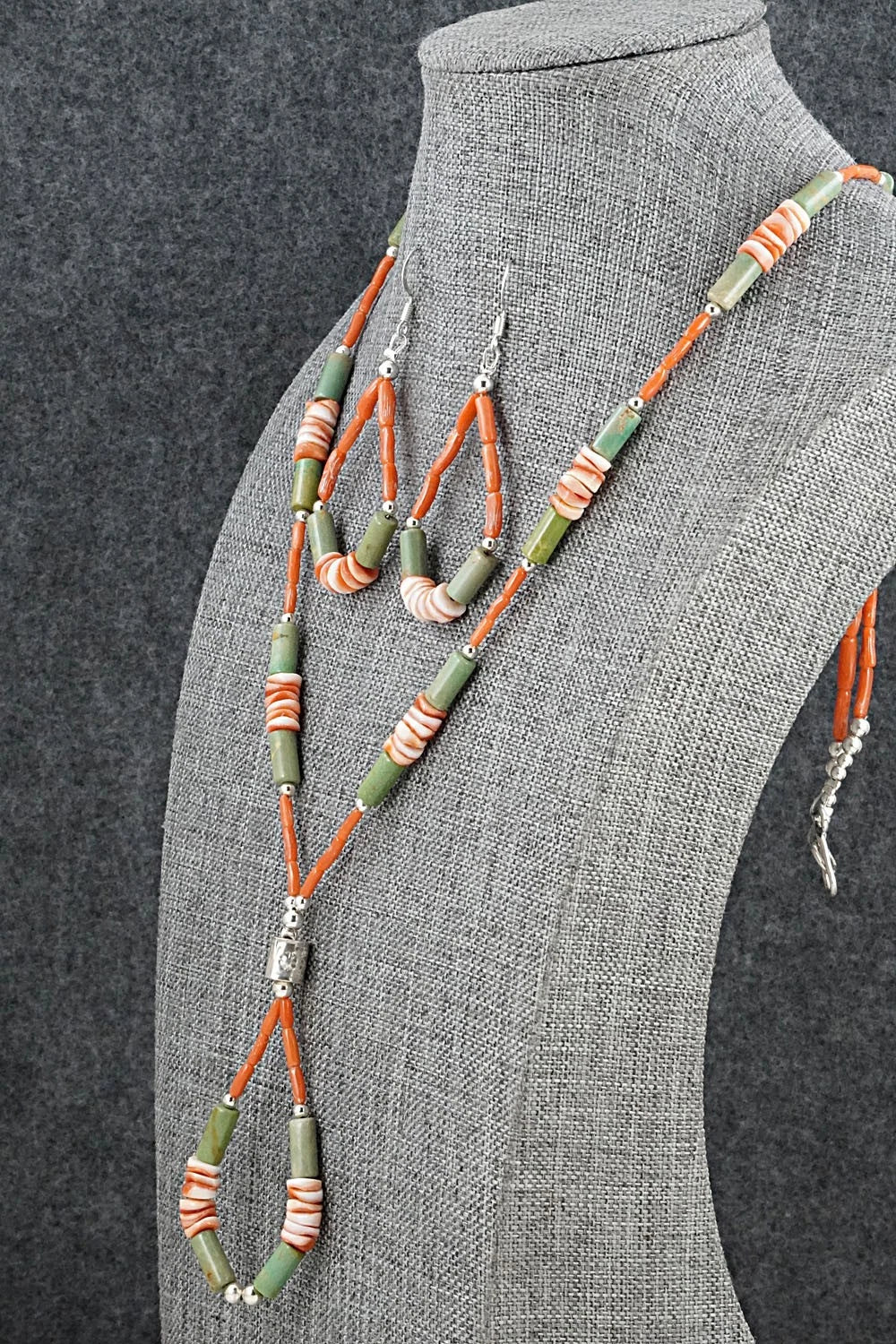 Spiny Oyster, Turquoise & Sterling Silver Necklace Set - Erika Brown