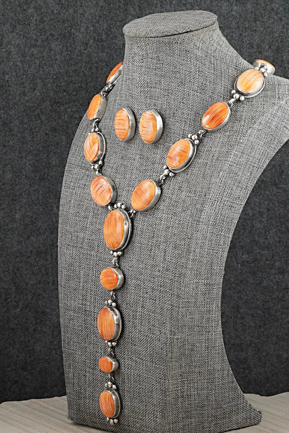 Spiny Oyster & Sterling Silver Necklace and Earrings Set - Kathleen Livingston