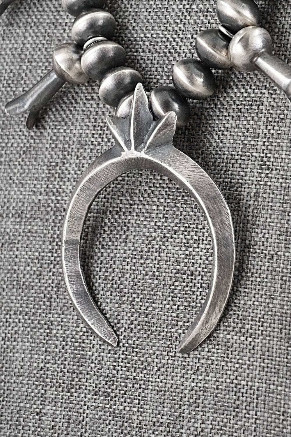 Sterling Silver Navajo Pearl Squash Blossom Necklace - Presley Haley