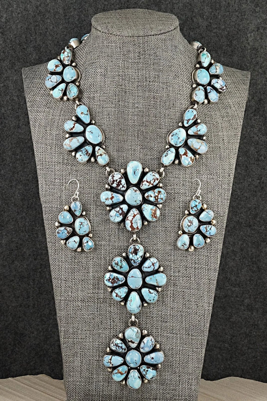 Turquoise & Sterling Silver Necklace and Earrings Set - Kathleen Livingston
