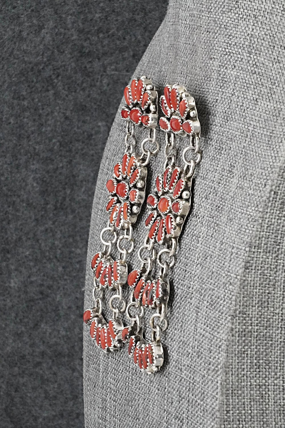 Coral & Sterling Silver Earrings - Justina Wilson