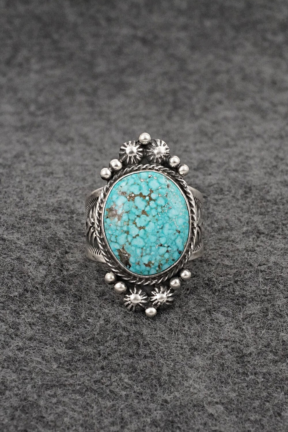Turquoise & Sterling Silver Ring - Samuel Yellowhair - Size 8