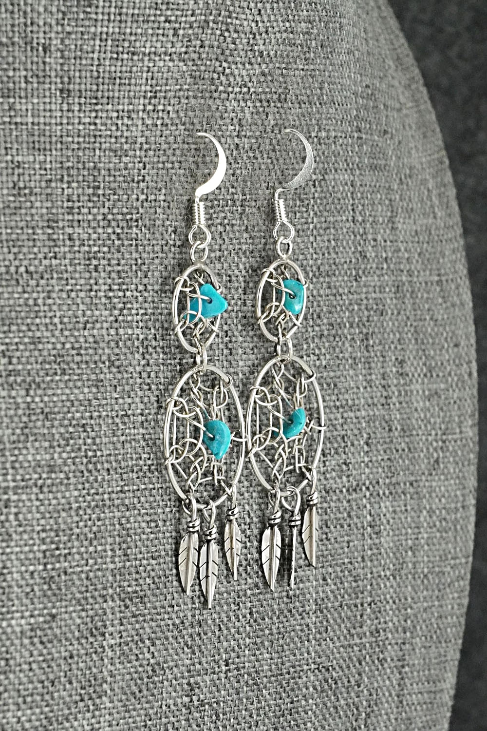 Turquoise & Sterling Silver Earrings - Lorenzo Arviso Jr.