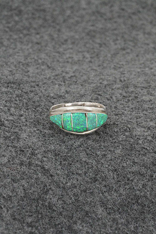 Opalite & Sterling Silver Inlay Ring - Ola Eriacho - Size 7