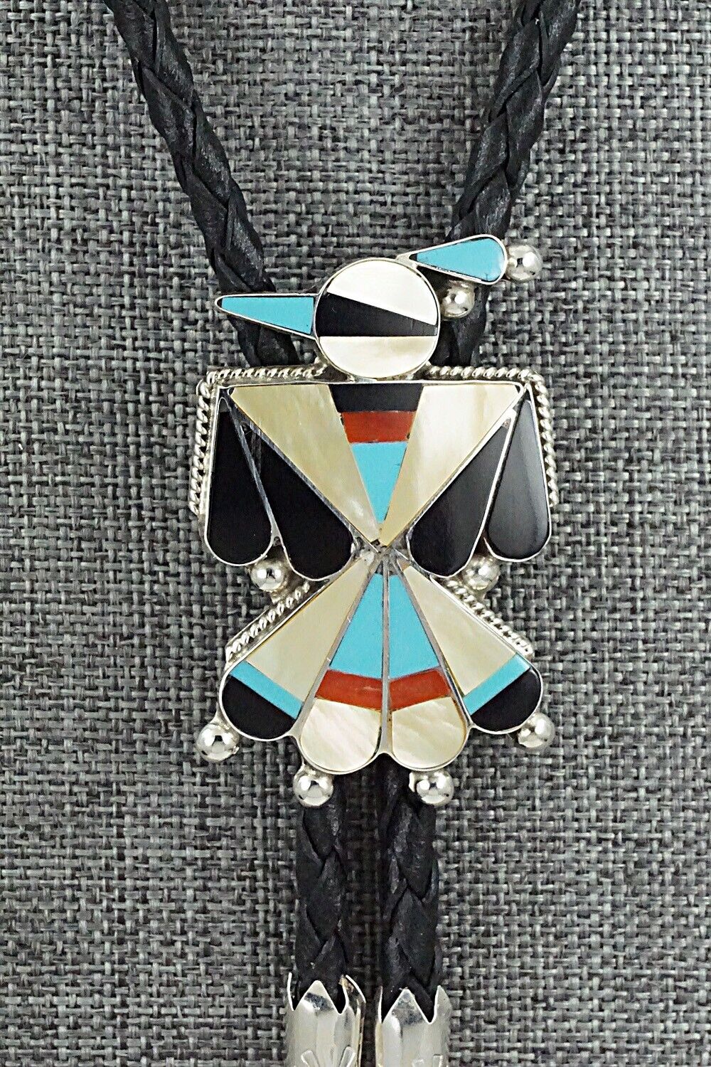 Multi-Stone & Sterling Silver Inlay Bolo Tie - Favian Cellicion