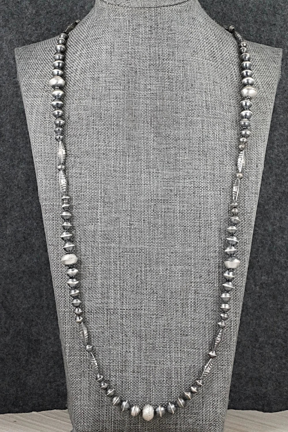 Sterling Silver Navajo Pearl Necklace 28" - Vintage