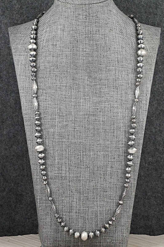 Sterling Silver Navajo Pearl Necklace 28" - Vintage