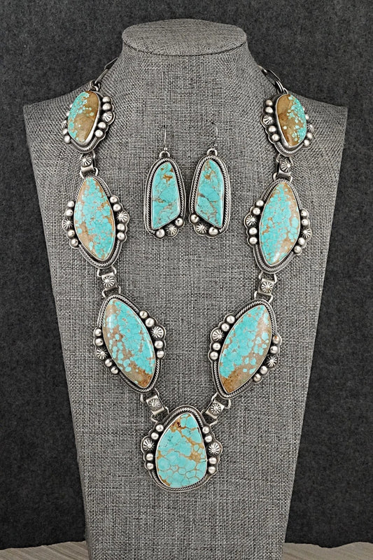 Turquoise & Sterling Silver Necklace and Earrings Set - Kathleen Livingston