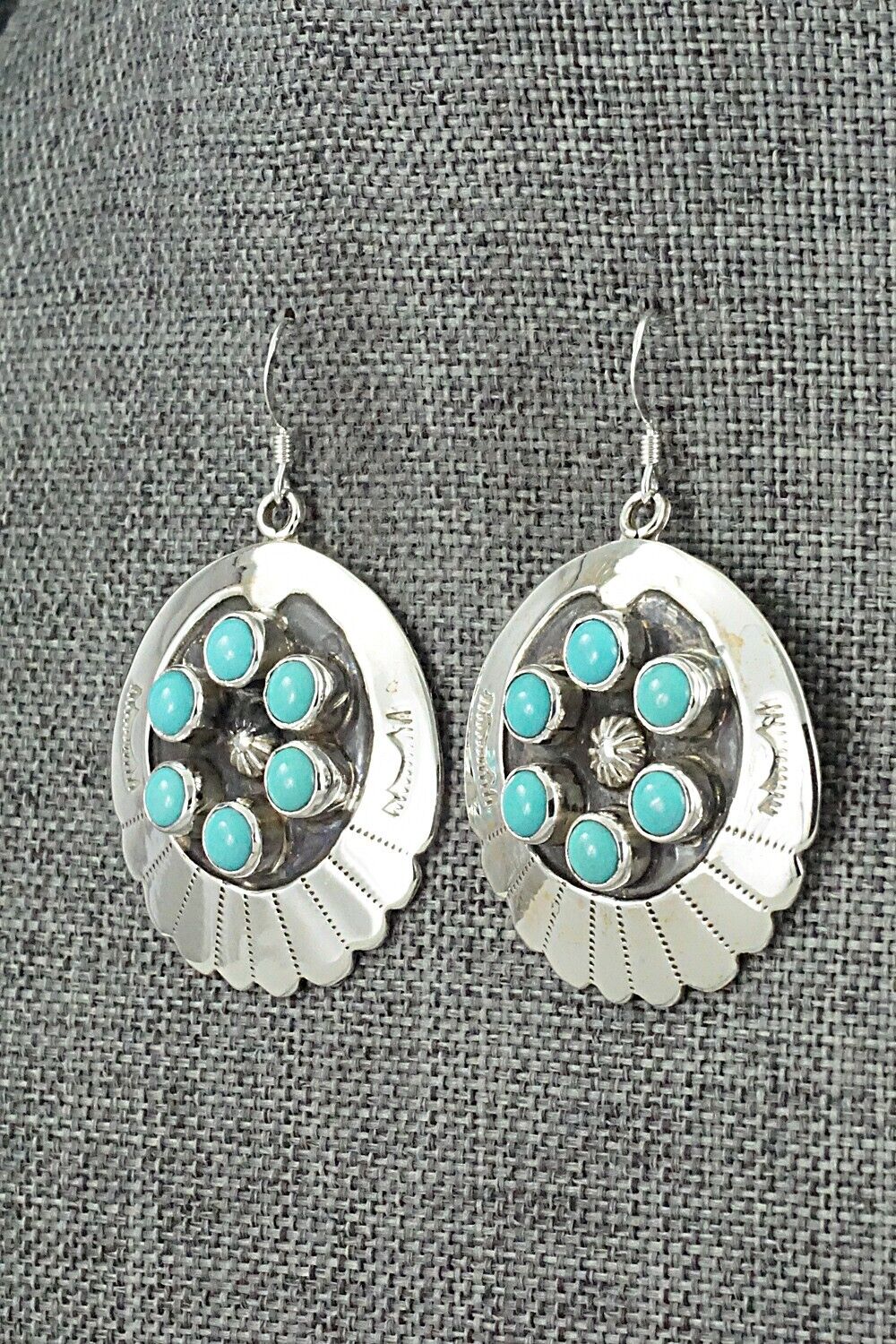 Turquoise & Sterling Silver Earrings - Kenny Lonjose