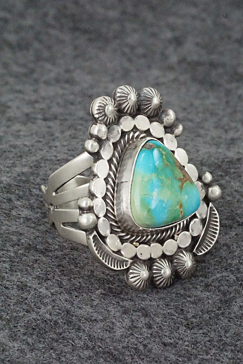 Turquoise & Sterling Silver Ring - Tom Lewis - Size 8.5