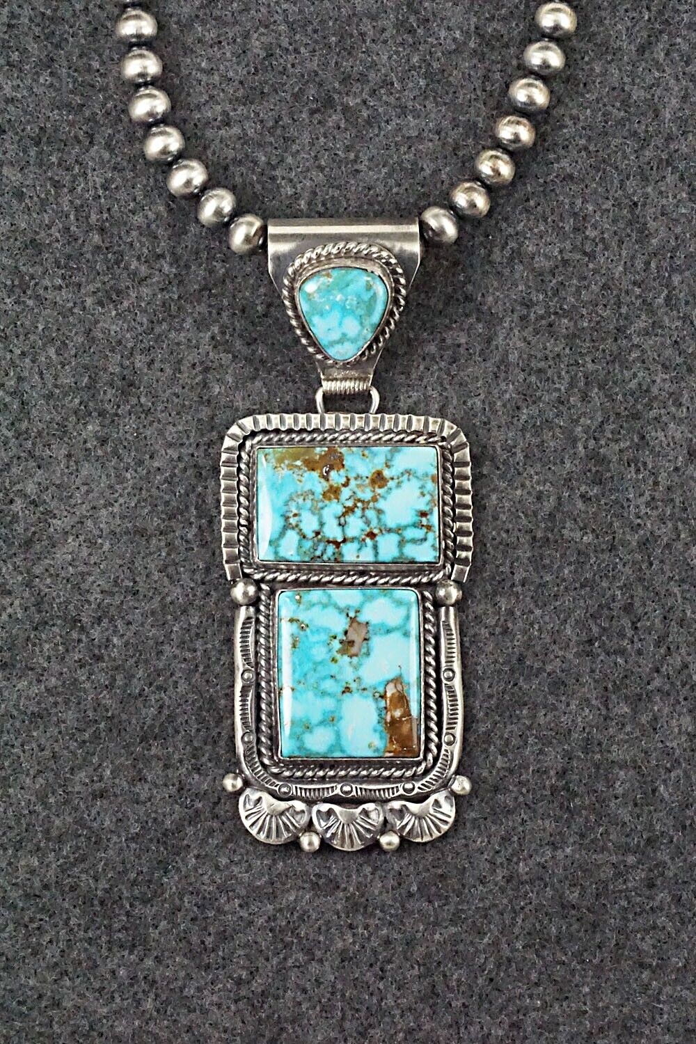 Turquoise & Sterling Silver Necklace - Raymond Delgarito