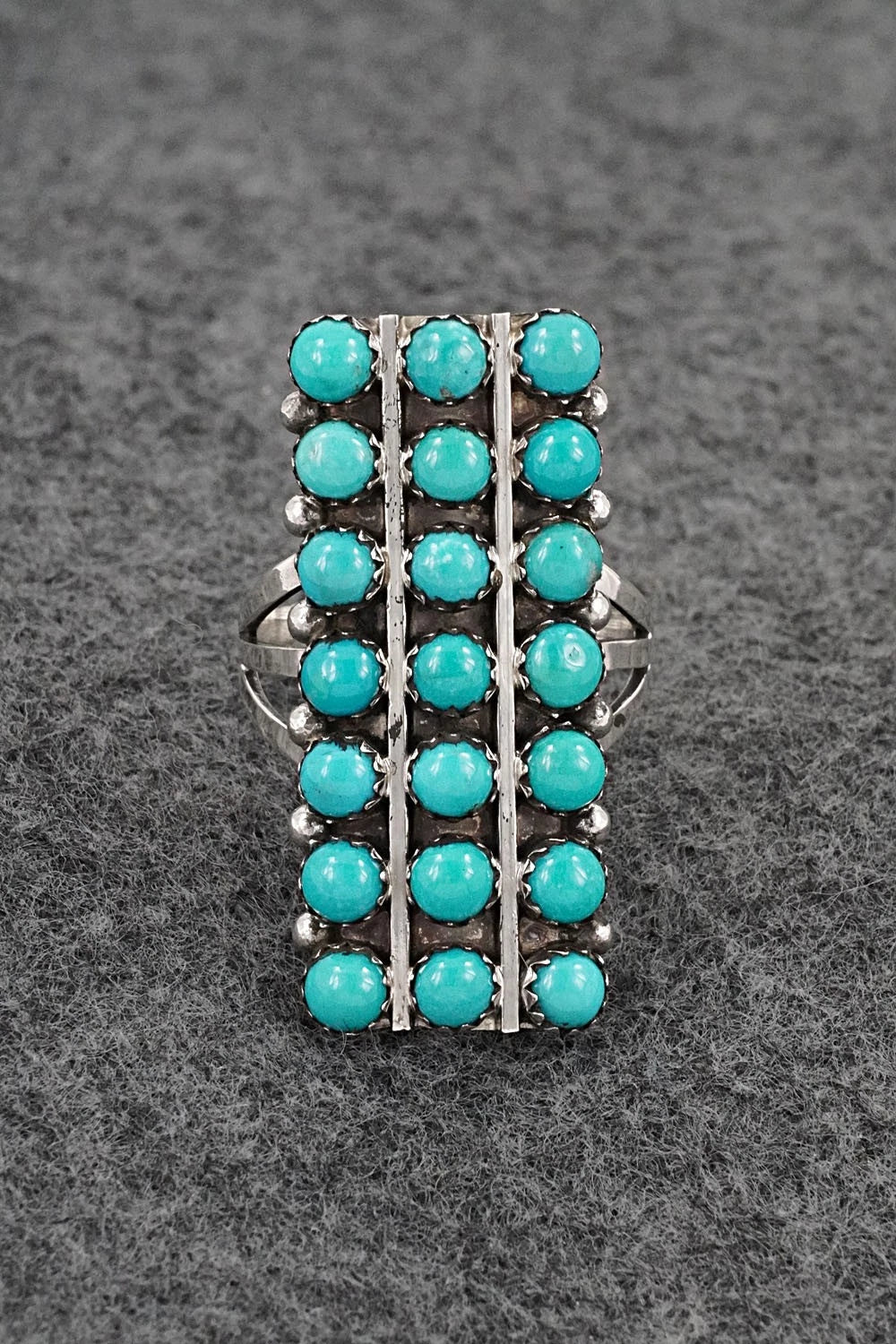 Turquoise & Sterling Silver Ring - Kenny Lonjose - Size 8.5