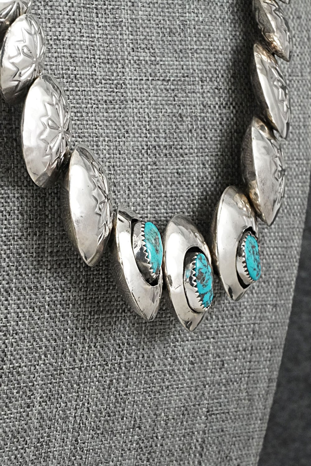 Turquoise & Sterling Silver Necklace and Earrings Set - Tim Thompson