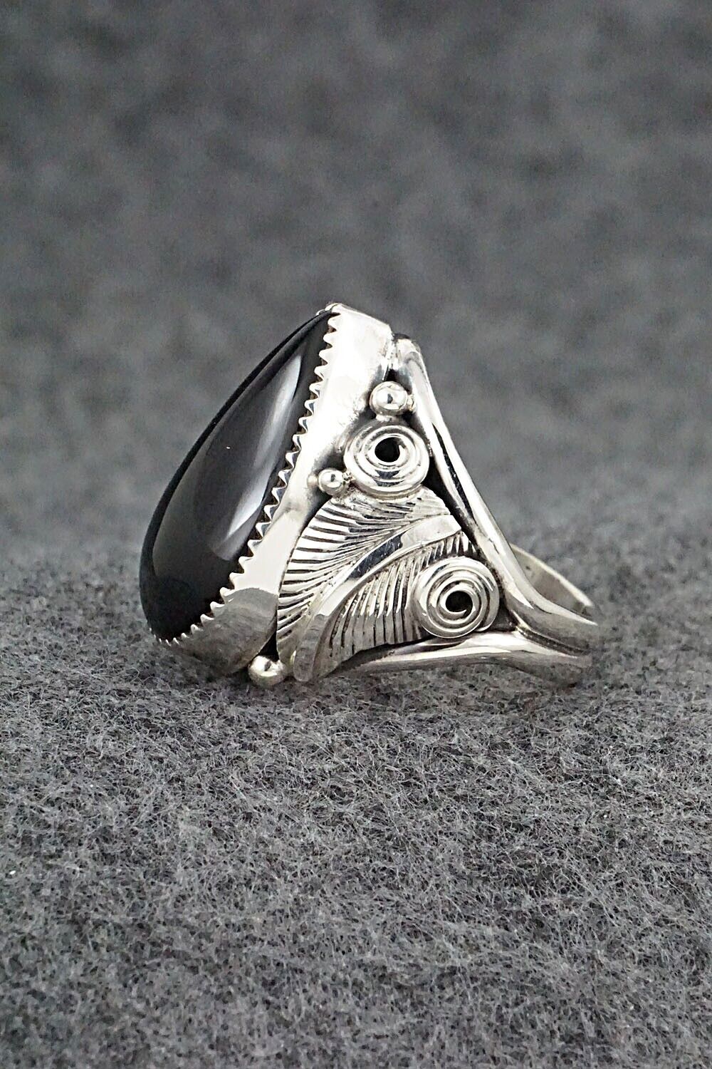 Onyx & Sterling Silver Ring - Darrell Morgan - Size 9.5