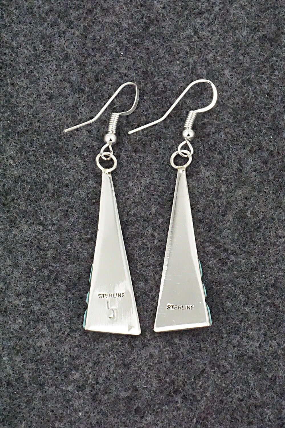 Turquoise and Sterling Silver Earrings - Leonard Jim
