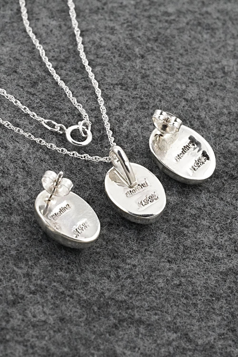 Turquoise & Sterling Silver Necklace Set - Murray Hannaweeka
