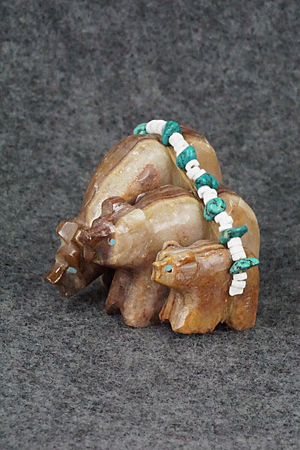 Bear Family Zuni Fetish Carving - Tim Lementino