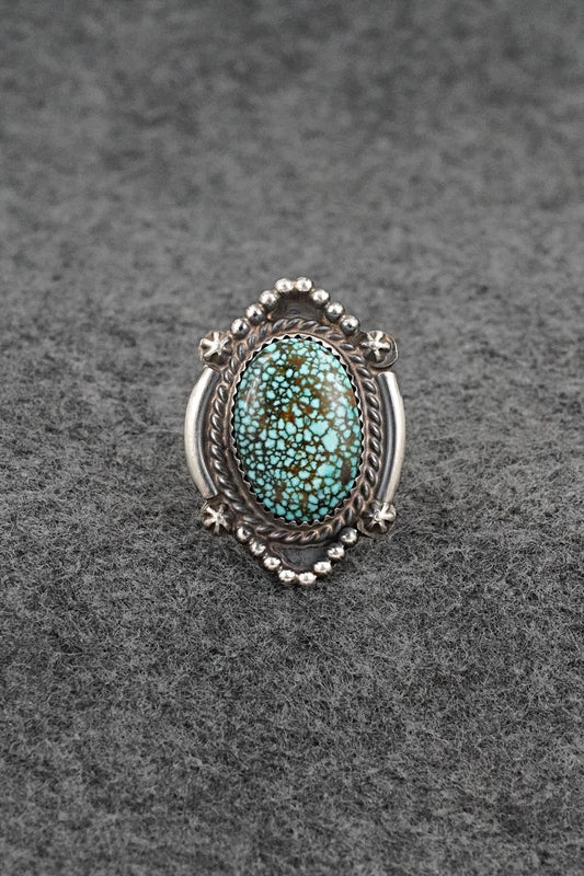 Turquoise & Sterling Silver Ring - Leslie Nez - Size 8.25