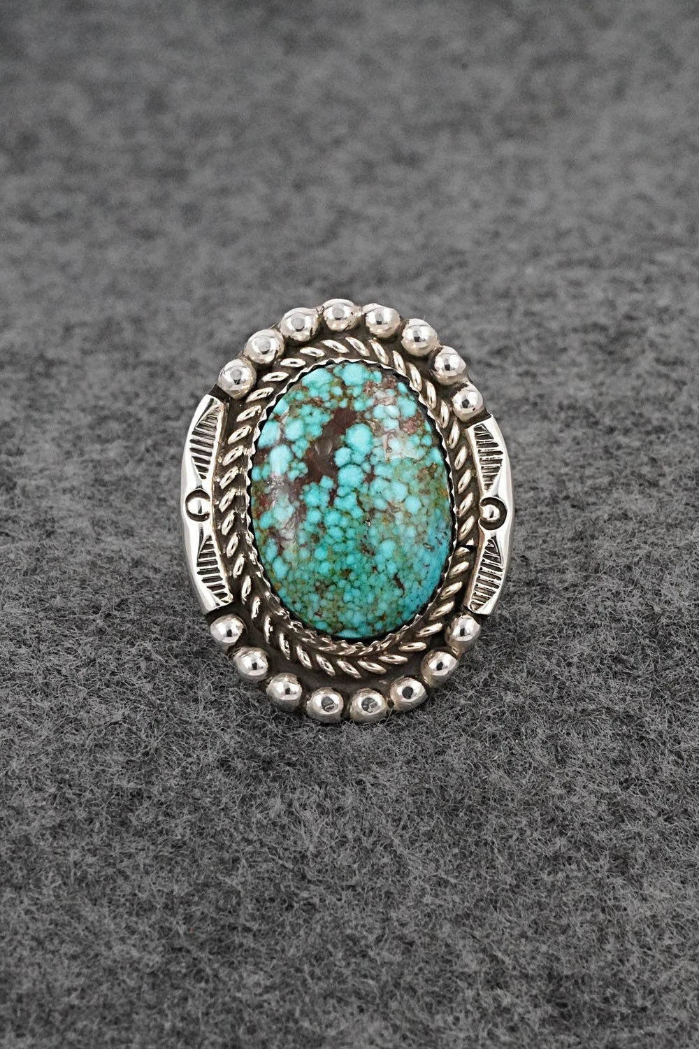Turquoise & Sterling Silver Ring - Phil Nez - Size 8 Adj.