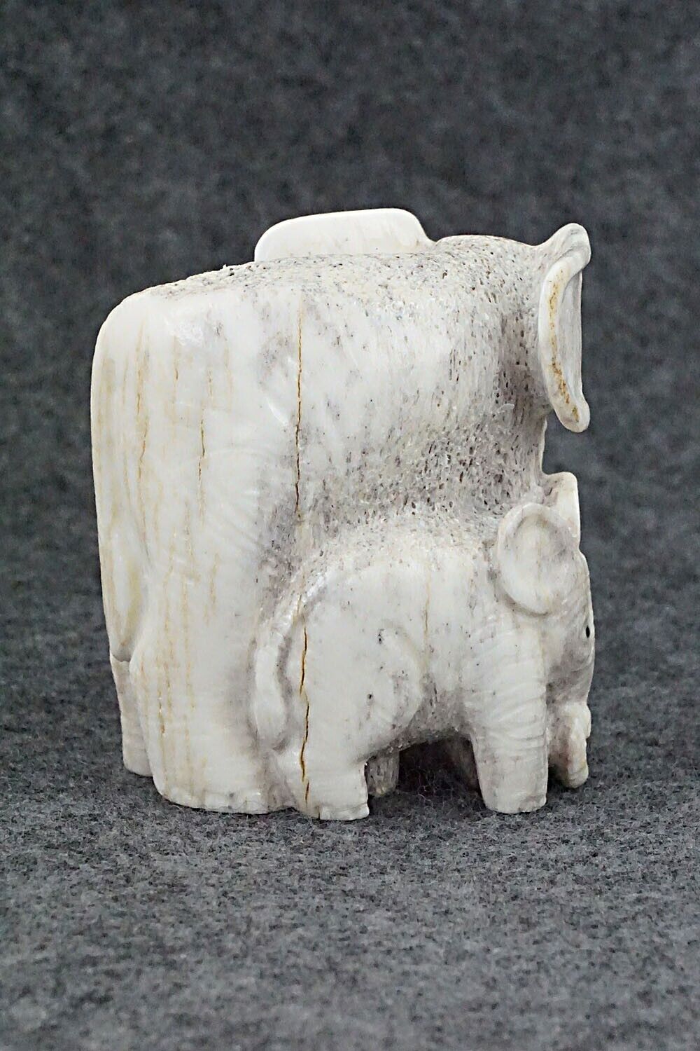 Elephant and Calf Zuni Fetish Carving - Maxx Laate