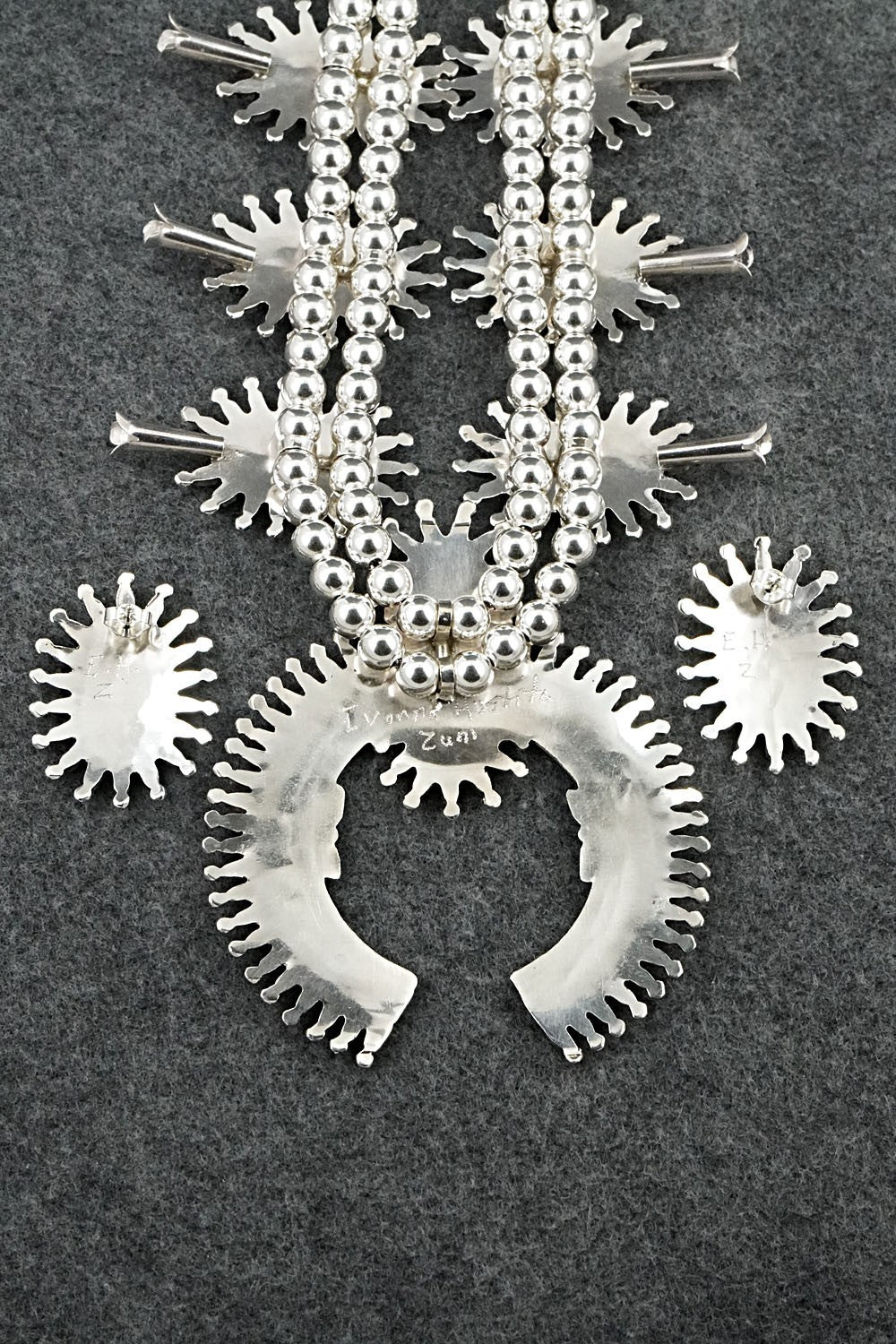 Turquoise & Sterling Silver Squash Blossom Set - Evonne Hustito