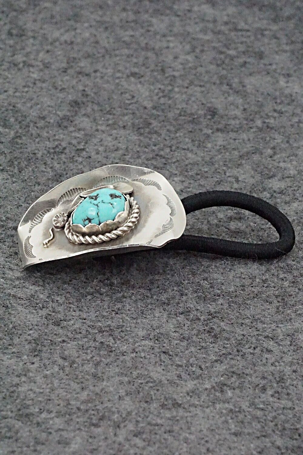 Turquoise & Sterling Silver Hair Tie - Tim Yazzie