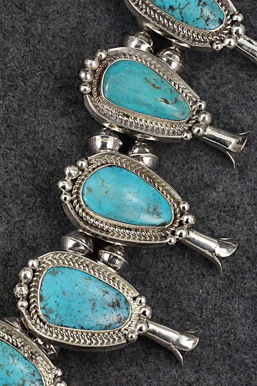 Turquoise & Sterling Silver Squash Blossom Set - Mike Platero