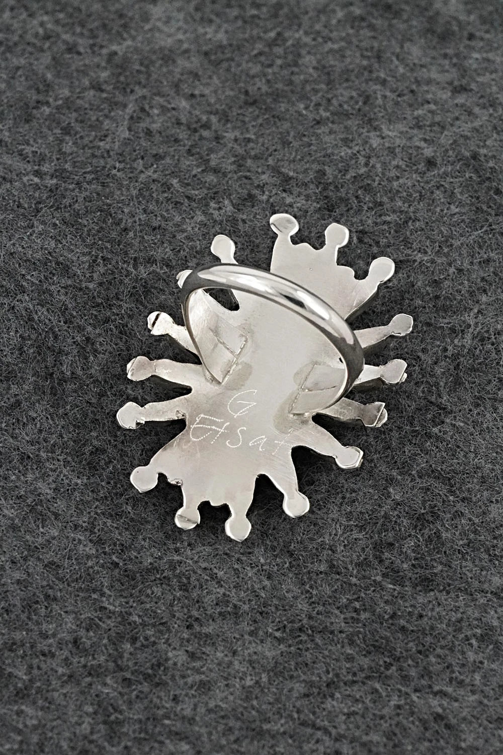 Turquoise & Sterling Silver Ring - Jack Etsate - Size 7.5