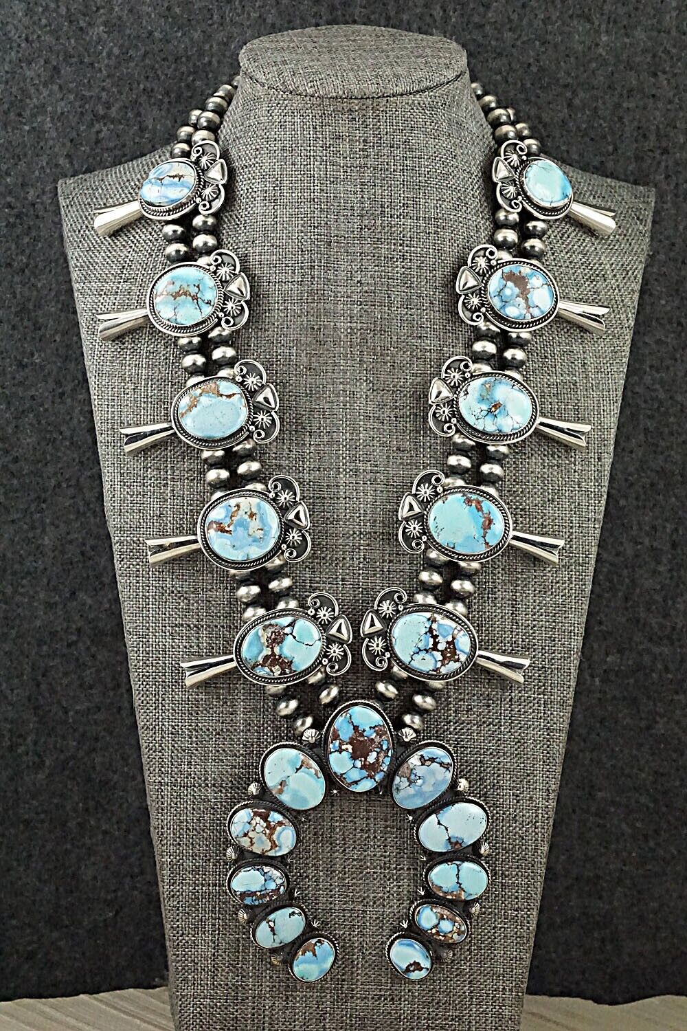 Turquoise & Sterling Silver Squash Blossom Set - Derrick Gordon