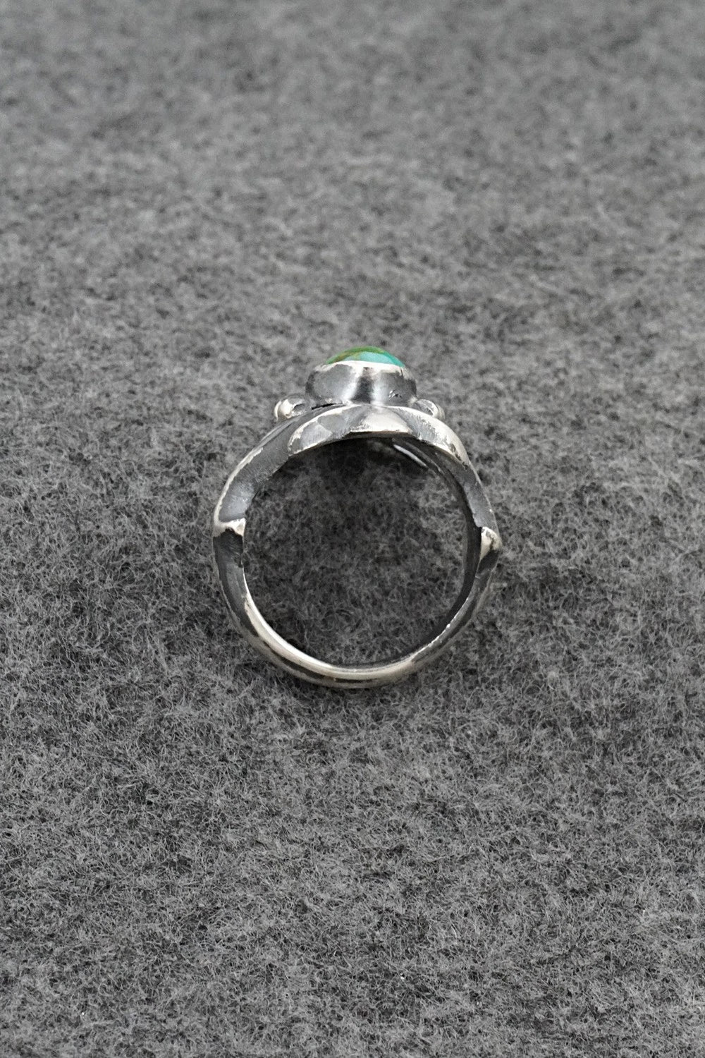 Turquoise & Sterling Silver Ring - Harrison Bitsue - Size 7.5