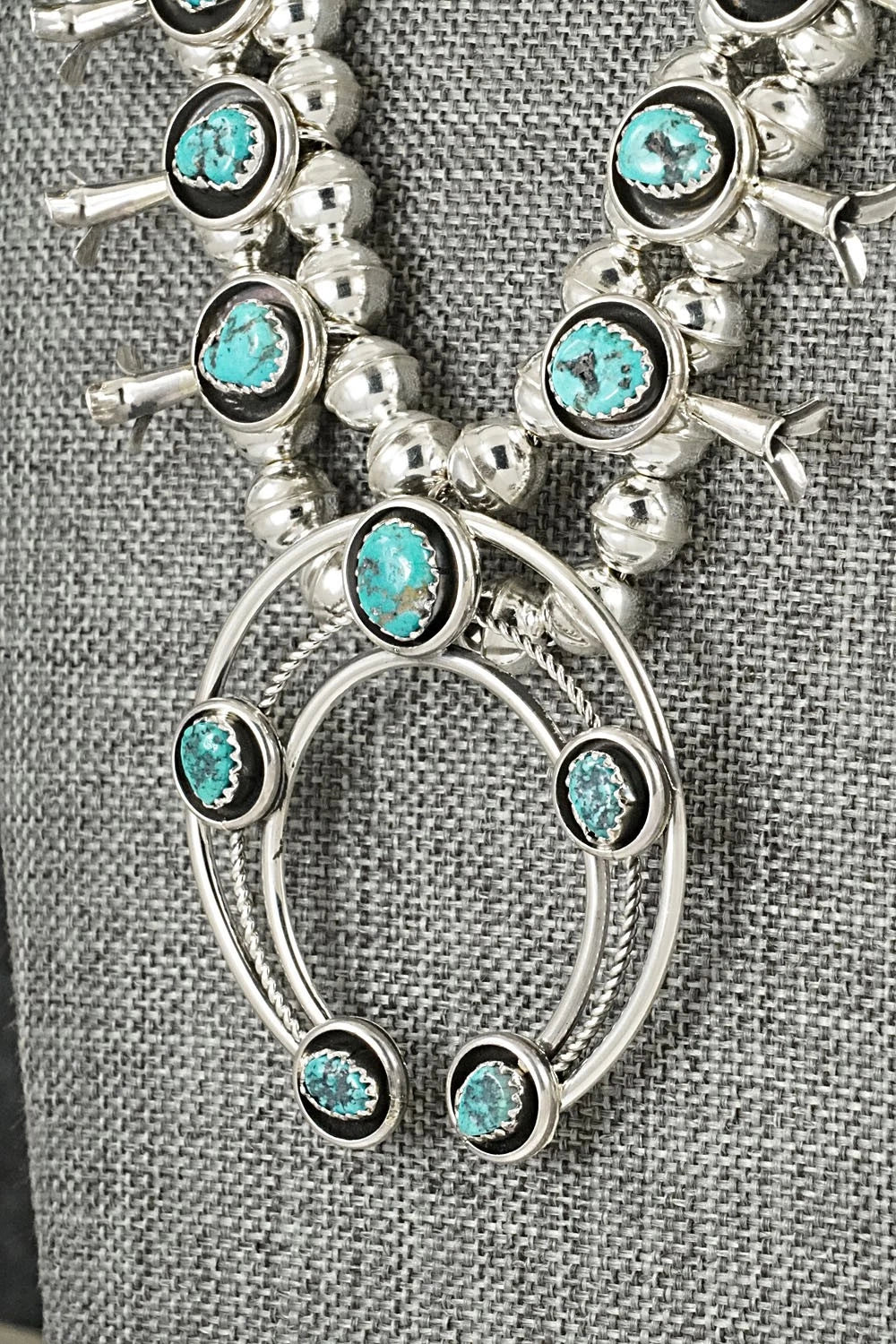 Turquoise & Sterling Silver Squash Blossom Set - Phil Garcia
