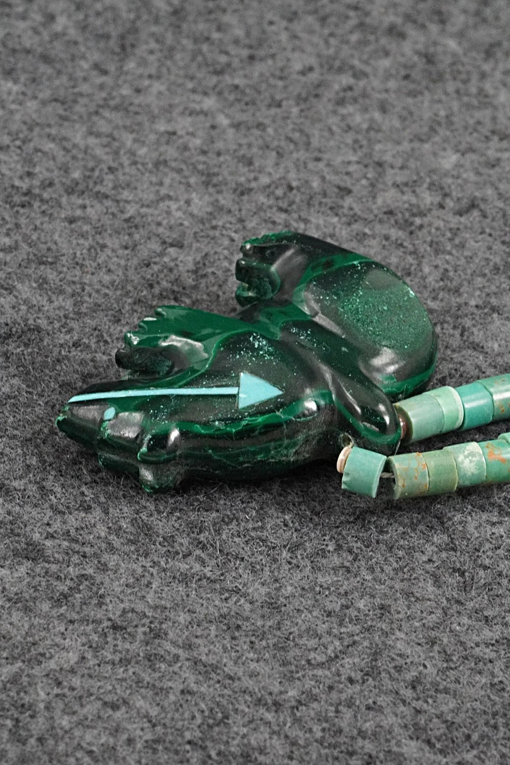 Turquoise & Sterling Silver Bear Zuni Fetish Necklace - Andres Quandelacy