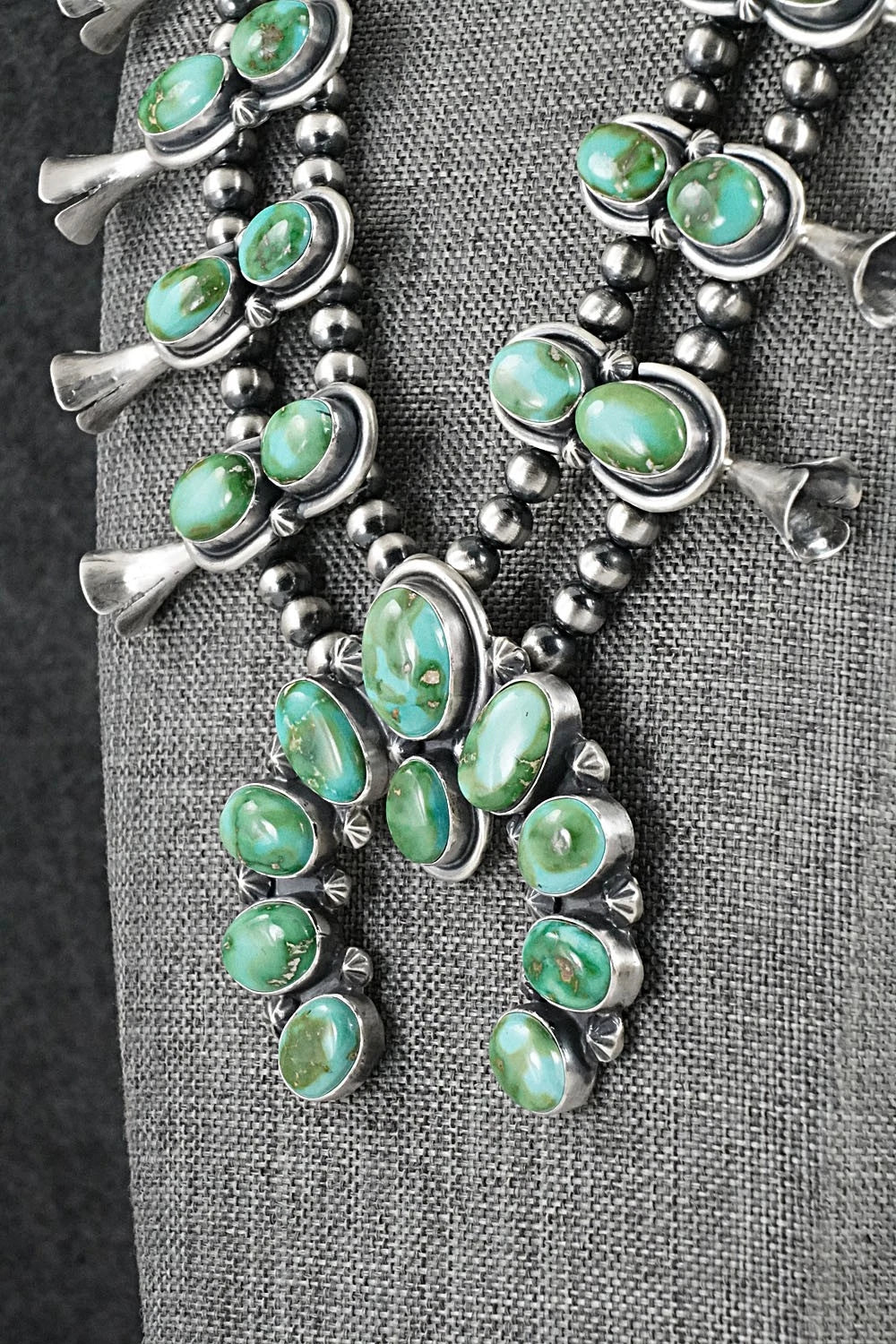 Turquoise & Sterling Silver Squash Blossom Set - Darrin Livingston