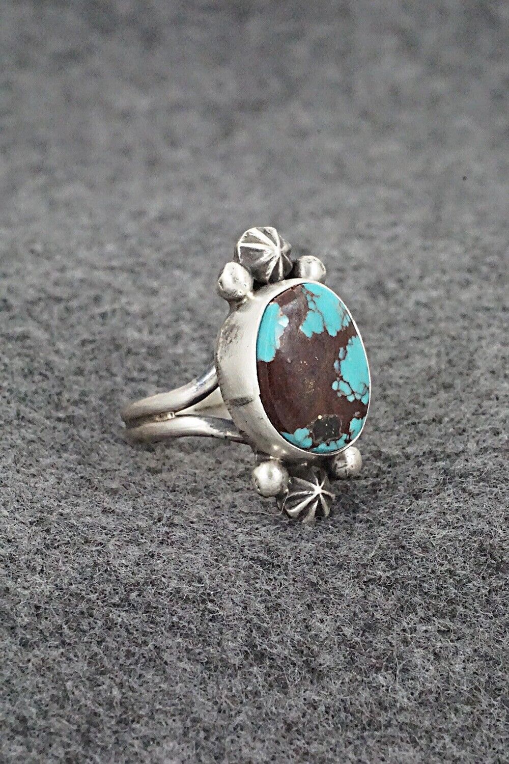 Turquoise & Sterling Silver Ring - Darrin Livingston - Size 7 Adj.