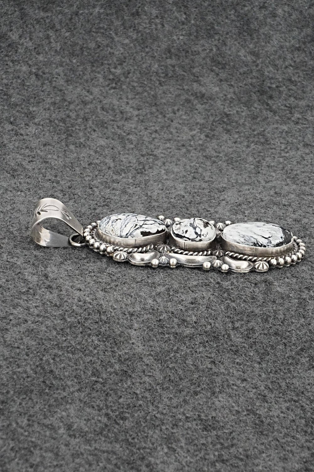 White Buffalo & Sterling Silver Pendant - Raymond Delgarito