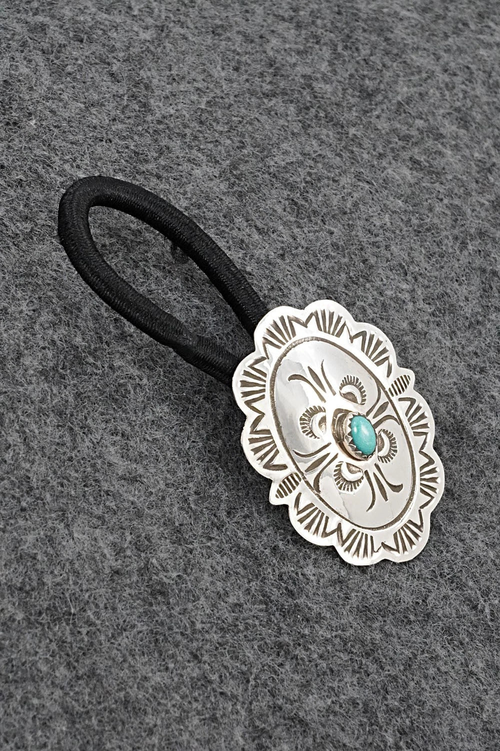 Turquoise & Sterling Silver Hair Tie - Bertha Begay