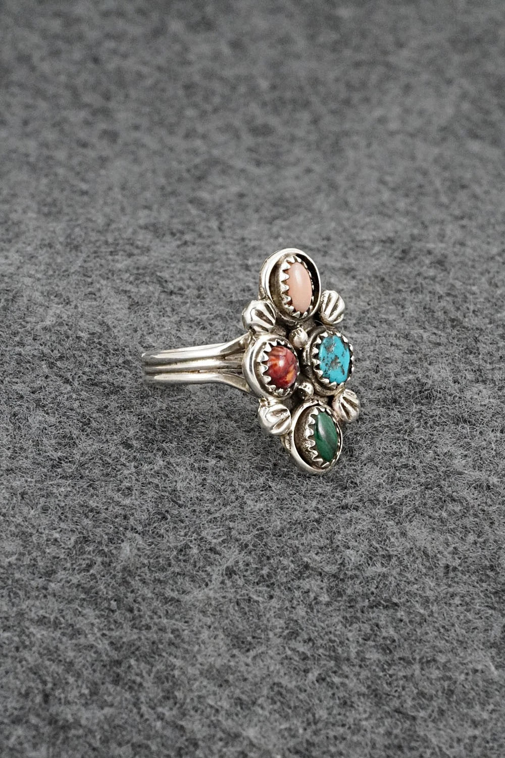 Multi-Stone & Sterling Silver Ring - Priscilla Reeder - Size 7.5
