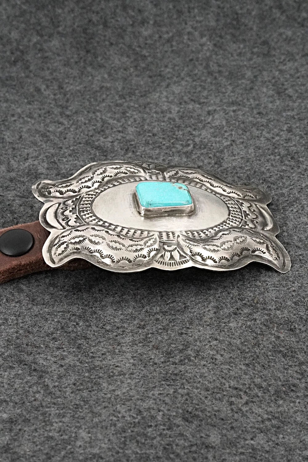 Turquoise, Sterling Silver & Leather Concho Belt - Dan Morgan
