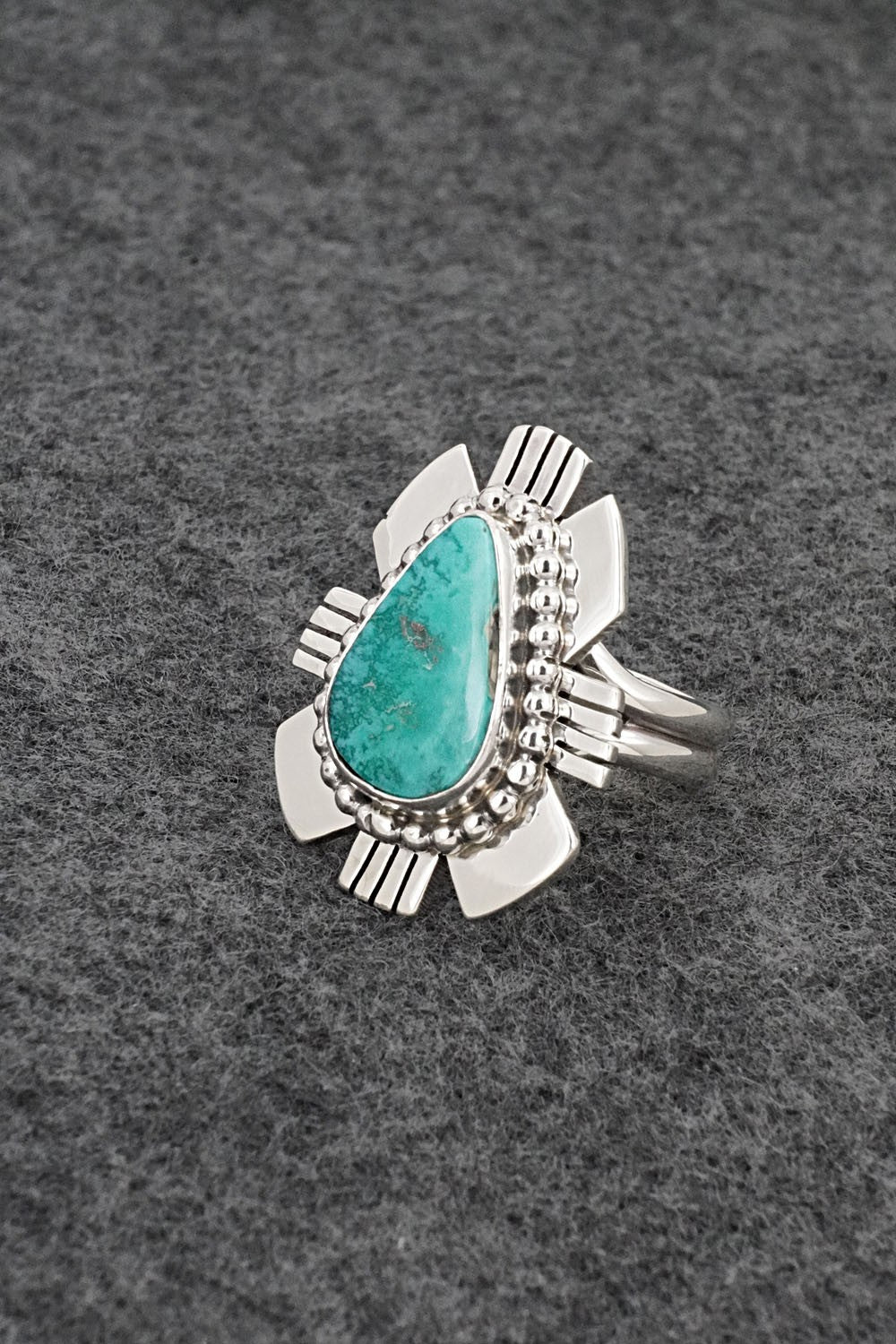 Turquoise & Sterling Silver Ring - Randy Billy - Size 8 Adj.