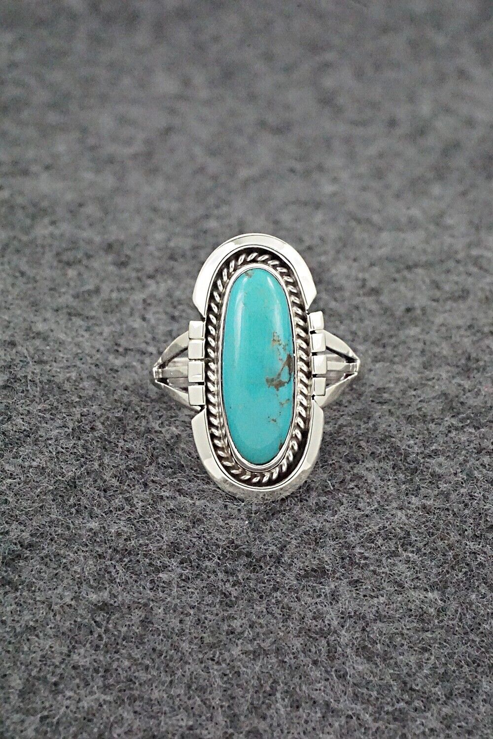 Turquoise & Sterling Silver Ring - Samuel Yellowhair - Size 8.5