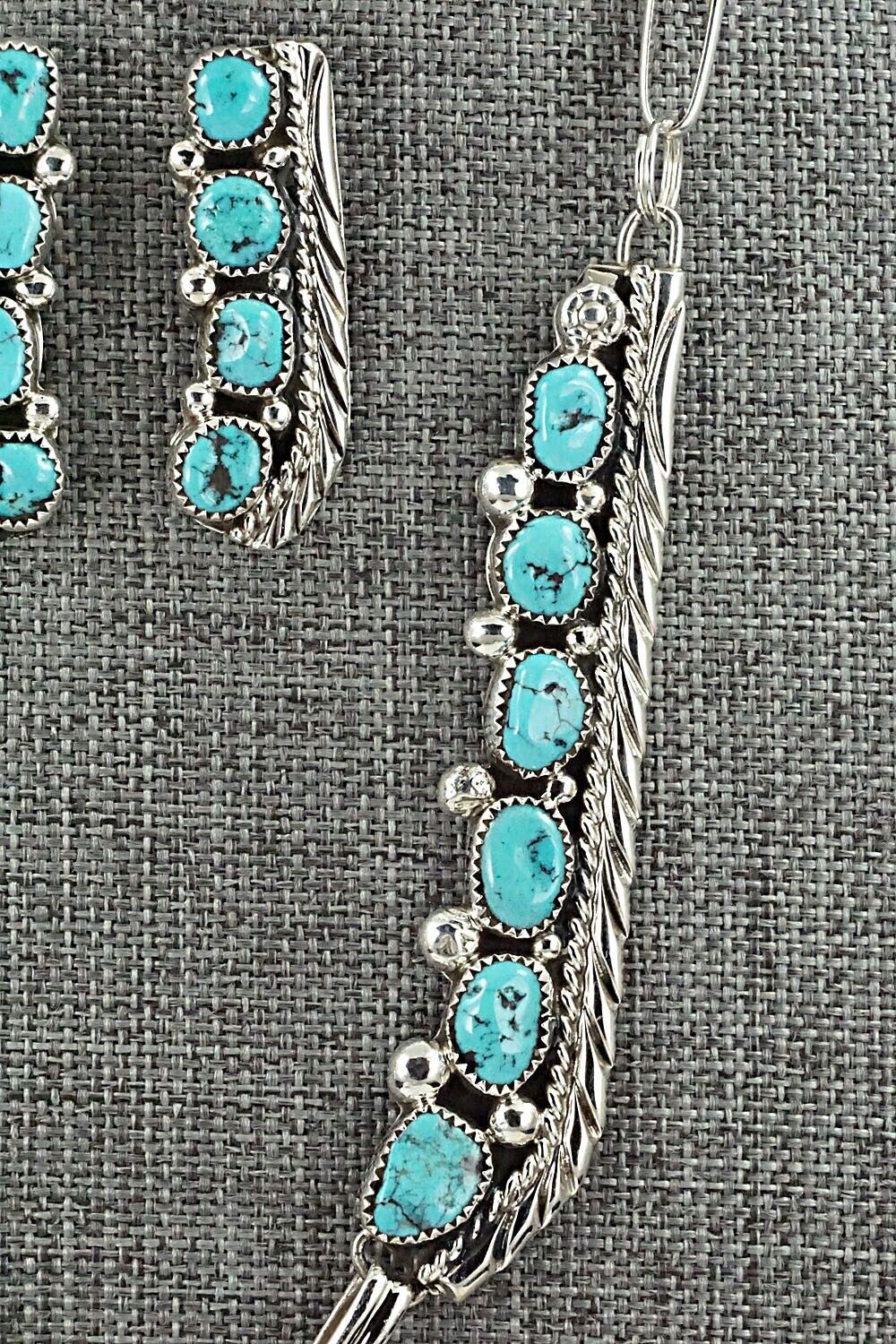 Turquoise & Sterling Silver Necklace and Earrings Set - Darlene Begay