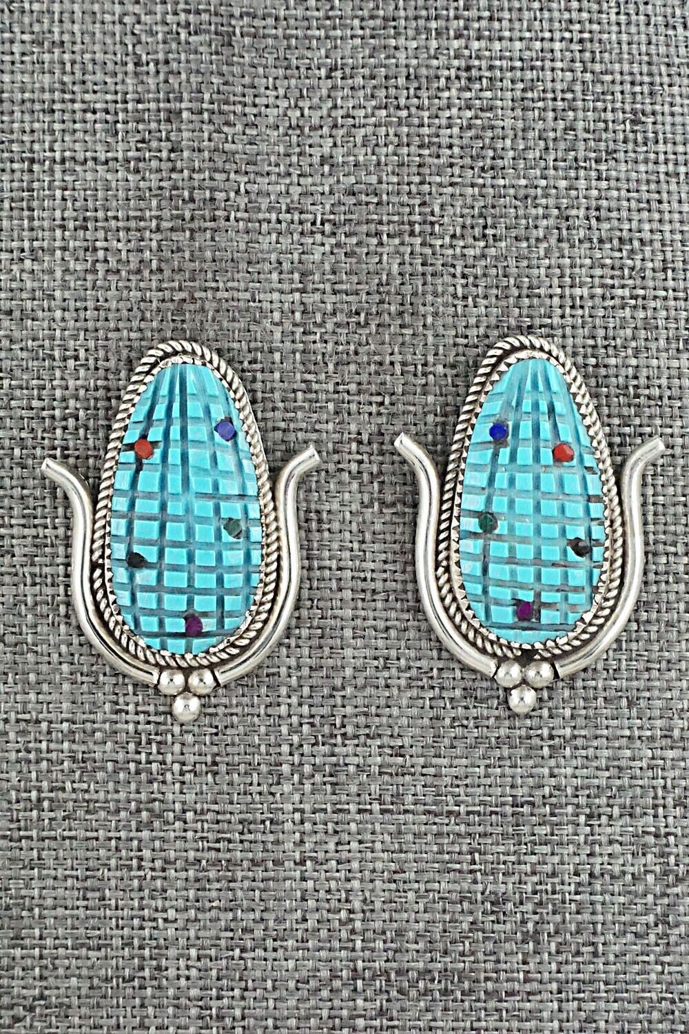 Turquoise & Sterling Silver Earrings - Tracy Bowekaty