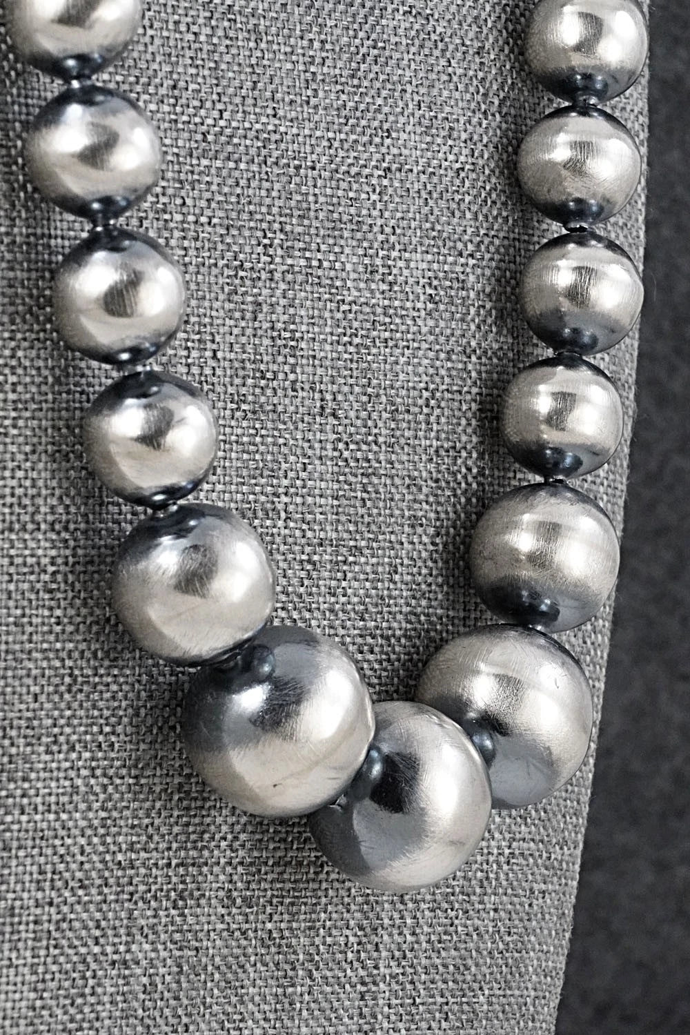 Sterling Silver Navajo Pearl Necklace & Earrings Set - Treva Jim